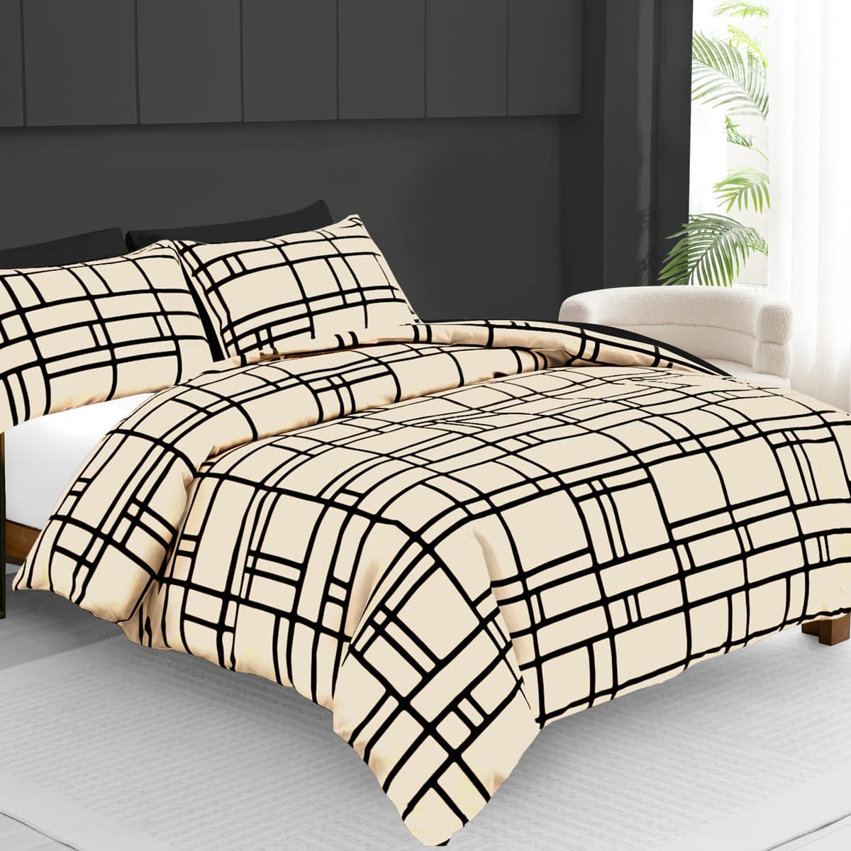 Pamposh 3 Pcs Single Duvet Cover Set with Matching Black Single Fitted Sheet 40 cm Extra Deep Pocket - UltraSoft Breathable Premium Microfibre Reversible Quilt Cover Bedding Set For All Seasons — view 86