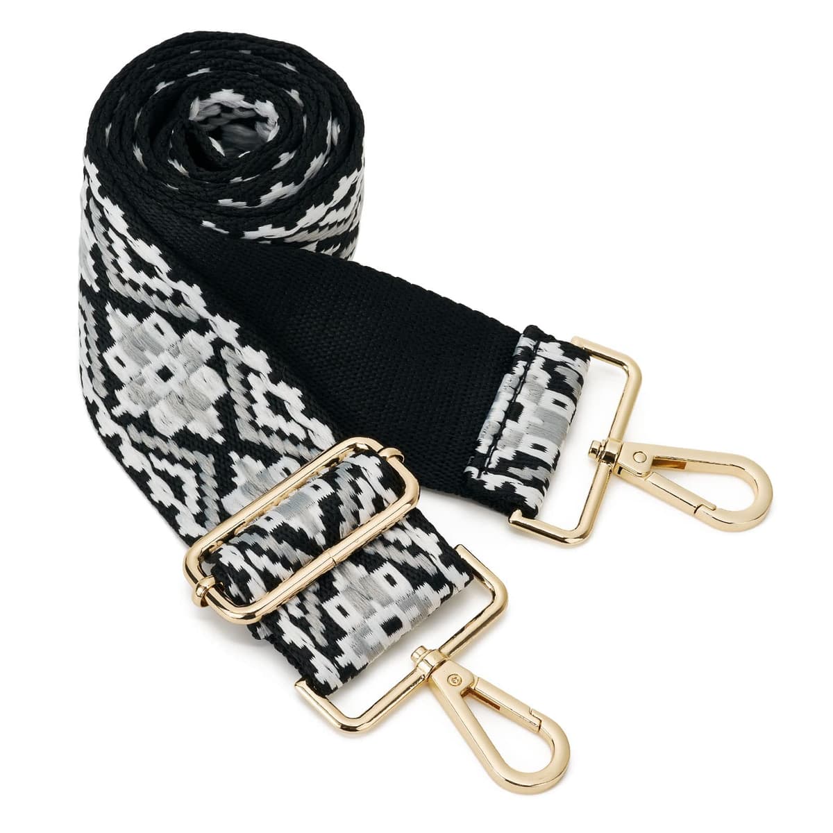 ZOOEASS Wide Shoulder Strap, Guitar Style Adjustable Purse Strap with Gold Buckle Replacement Woven Crossbody Straps for Handbags((3.8CM) Shining Black) — view 72