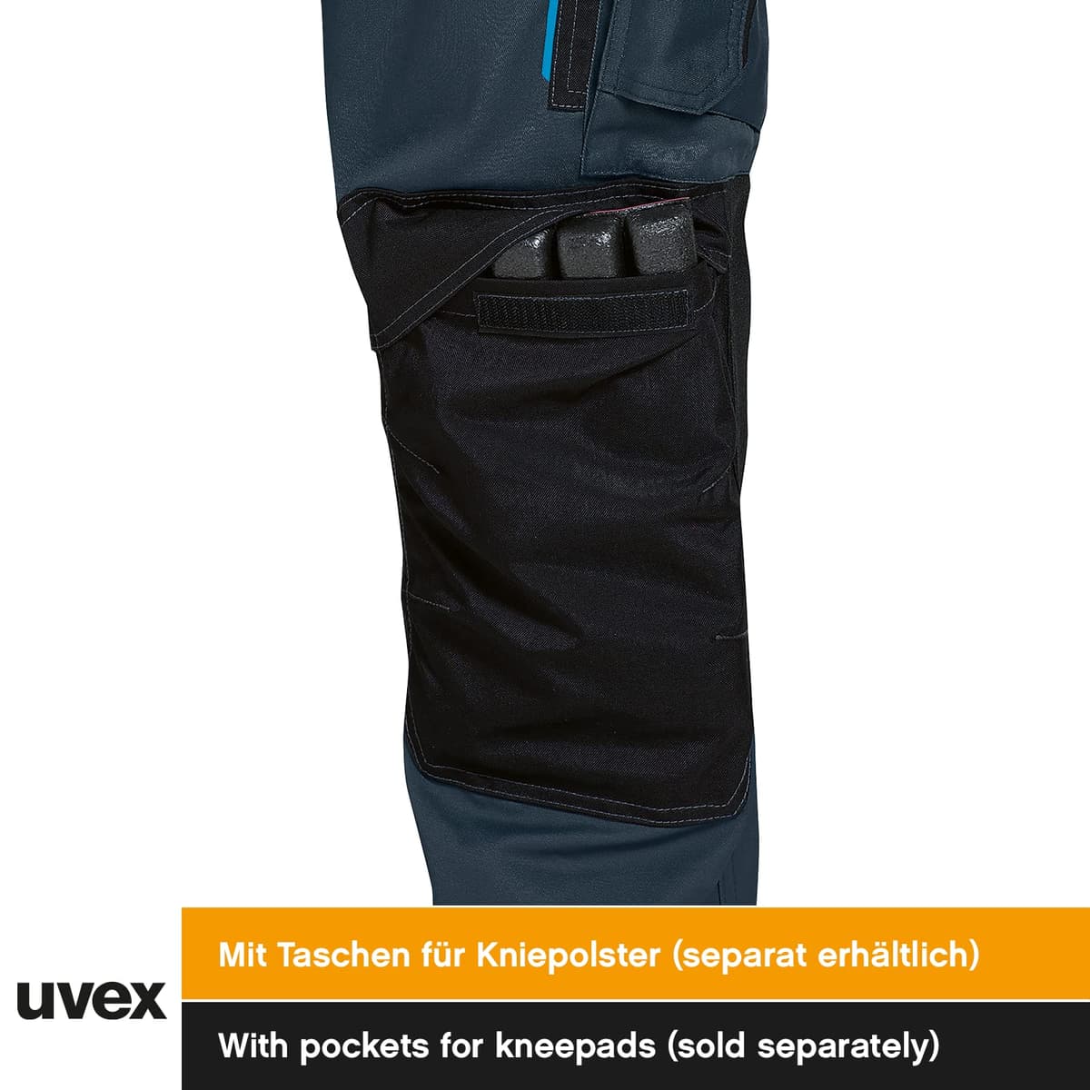 Uvex Tune-up 8909 Pantalon de Trabajo para Hombre - Pantalones Cargo para Trabajar de Algodón y de Cordura - Multibolsillos - Bolsillo de Las Rodilleras - Color Gris, Negro, Azul, Verde, Blanco — view 9