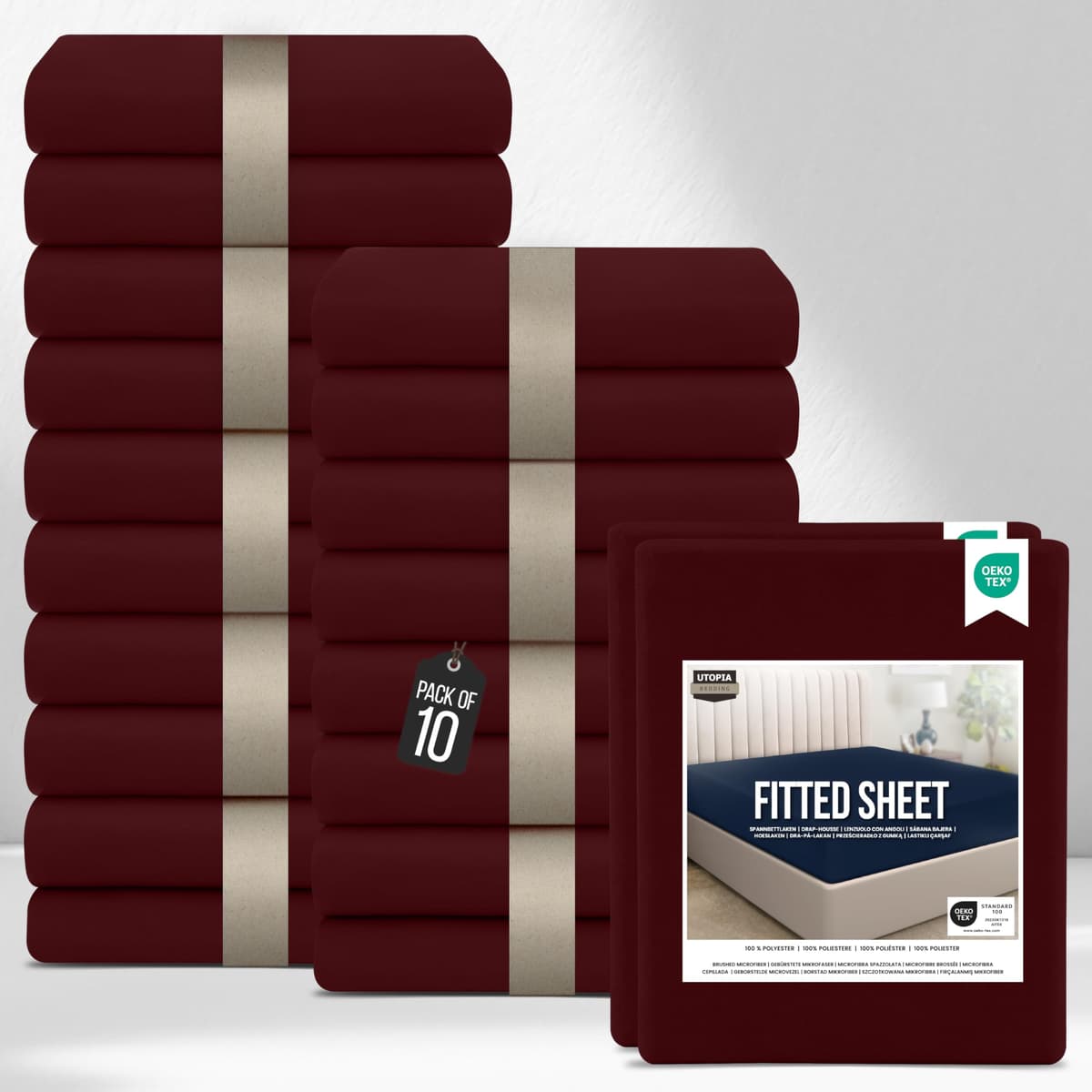 Utopia Bedding Fitted Sheet Single (2 Pack), White - Deep Pocket 14 inch (35 cm) - Oeko Tex Certified - Easy Care - Soft Brushed Microfibre Fabric - Shrinkage and Fade Resistant - Bottom Sheet — view 39