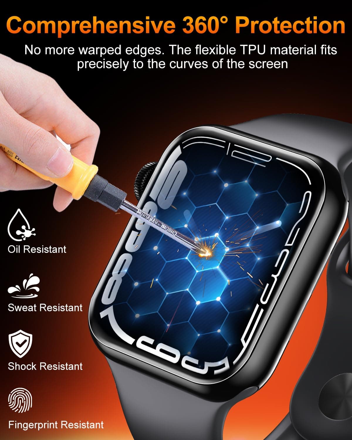 3 Pack for Apple WatchSeries SE3/SE2/SE/6/5/4 44 mm Screen Protector,HD Transparent, Anti Scratch, Bubble Free [Automatic Align Tech] Self-Healing Flexible EPU Film for iWatch SE3/SE2/SE/6/5/4 — view 3