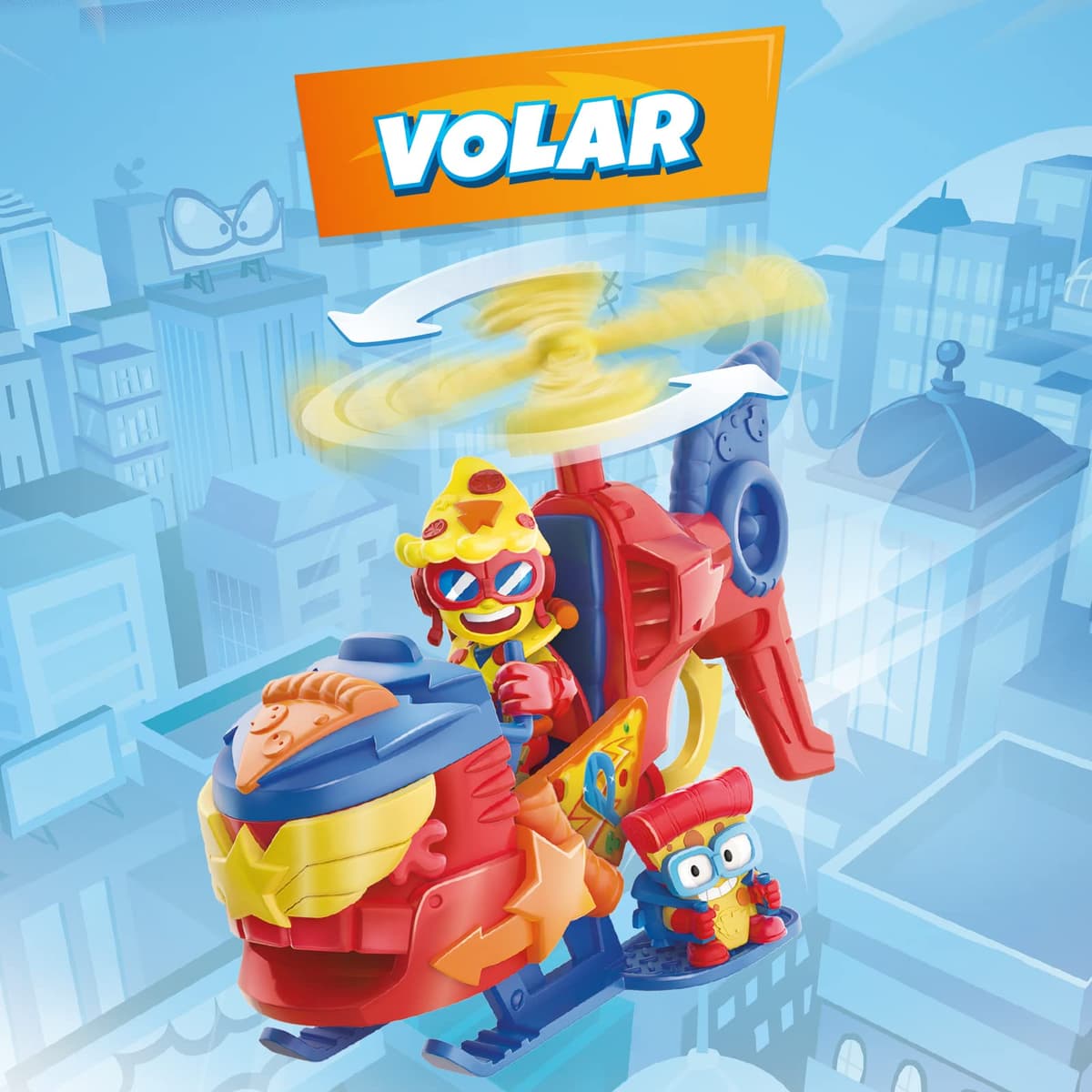 SUPERTHINGS Pizzacopter, Helicóptero de con Lanzador de Discos de Pizza, Incluye 1 Kazoom Kid y 1 SuperThing — view 5