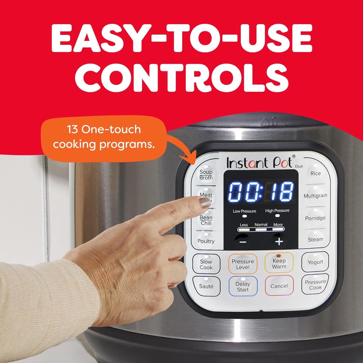 Instant Pot Duo 7-in-1 Electric Pressure Cooker, Slow Cooker, Rice Cooker, Steamer, Saute, Yogurt Maker, Warmer & Sterilizer, Includes App With Over 800 Recipes, Stainless Steel, 6 Quart 6 Quarts Instant Pot — view 3