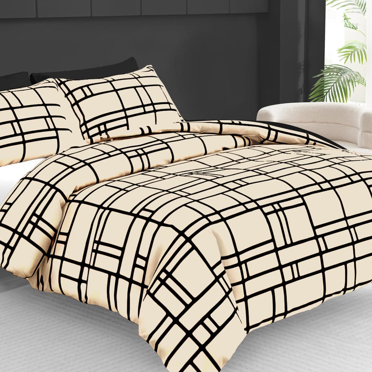 Pamposh 3 Pcs Single Duvet Cover Set with Matching Black Single Fitted Sheet 40 cm Extra Deep Pocket - UltraSoft Breathable Premium Microfibre Reversible Quilt Cover Bedding Set For All Seasons — view 78