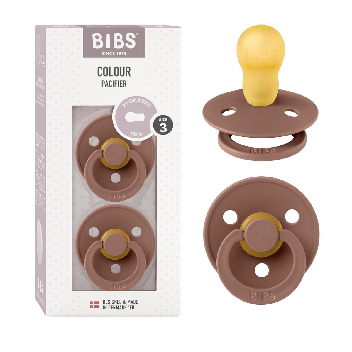 BIBS Colour Soother 2-Pack, BPA Free Dummy Pacifier, Round Nipple. Natural Rubber Latex, Size 2 (6-18 Months), Sky Blue/Steel Blue — view 20