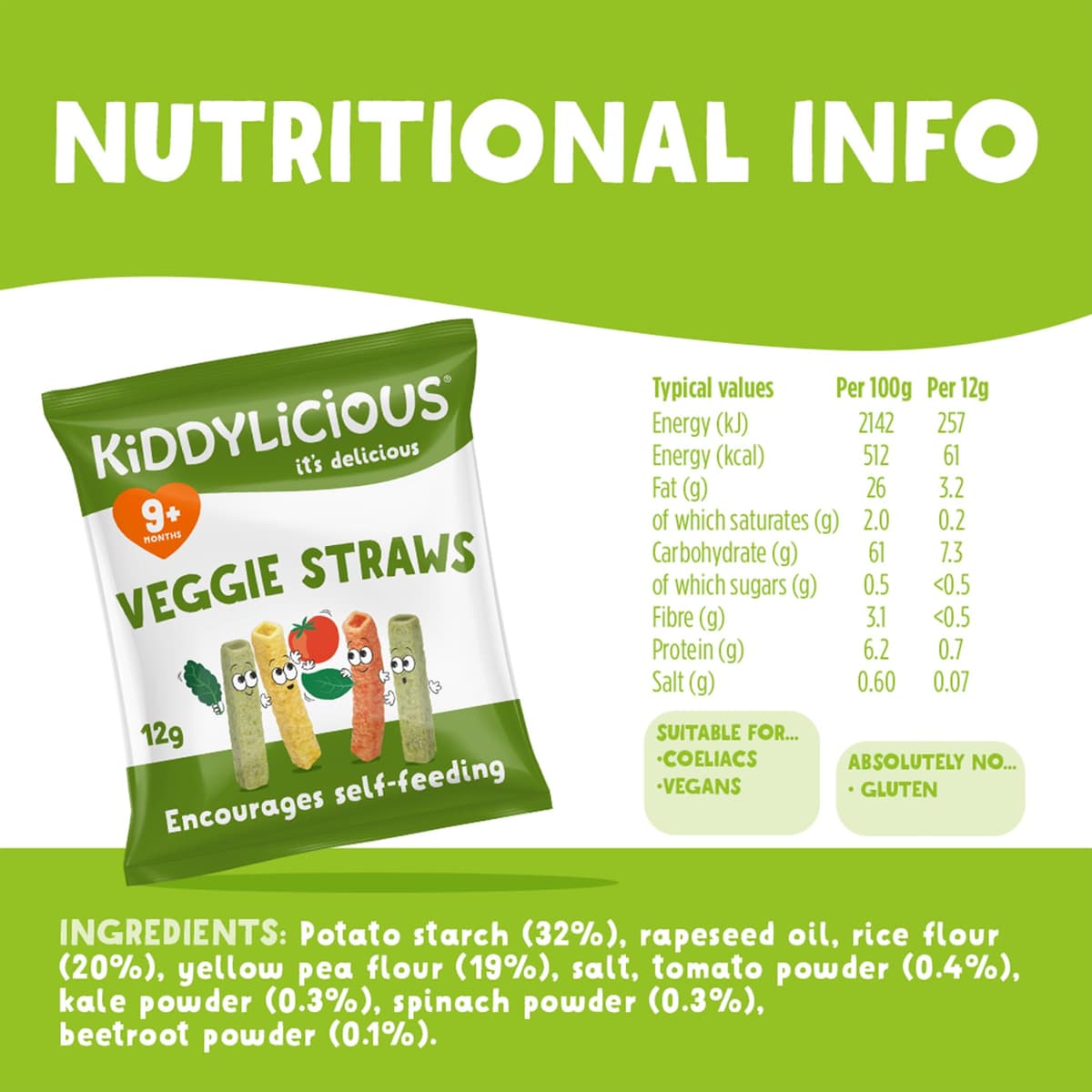 Kiddylicious Veggie Straws Box - Delicious Snacks for Kids - Suitable for 9+ Months - 10 Packs — view 6
