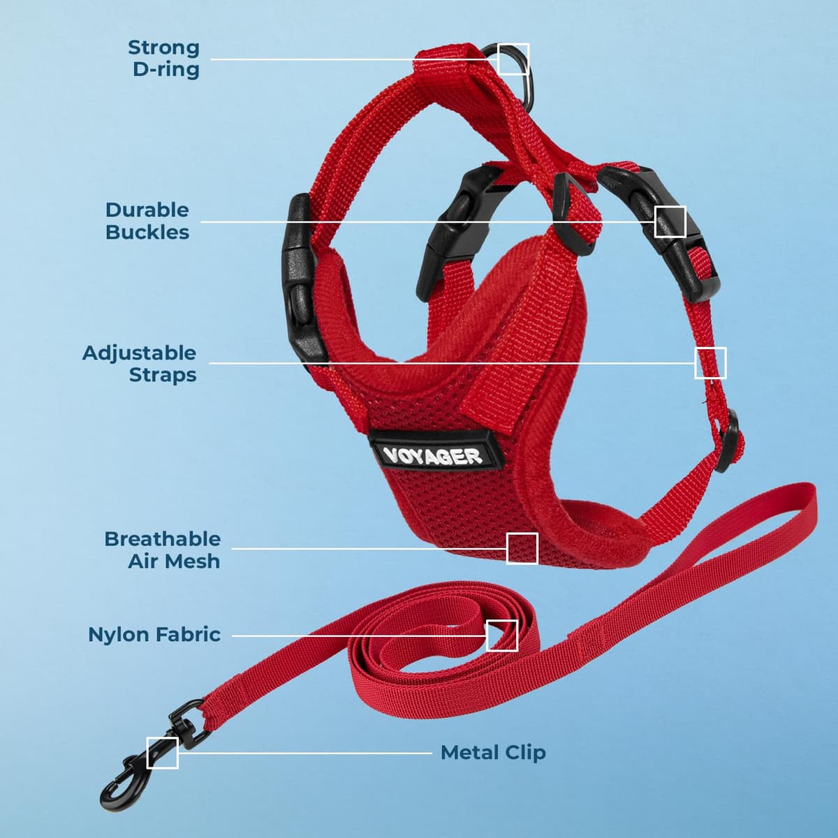 Voyager Step-in Lock Cat Harness and Reflective Cat Leash with Neoprene Handle by Best Pet Supplies - Supports Small, Medium and Large Breed Cats, Red, size XXS - 5ft — view 3