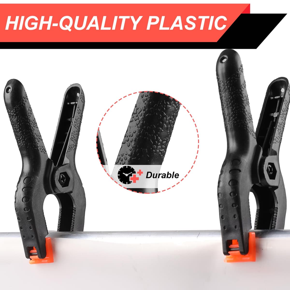 2 Pack Spring Clamps, 8.5inch Plastic Clips, Small Backdrop Clips, Clamps Heavy Duty, Spring Clips for Crafts, Backdrop Stand, Woodworking, Photography Studios (Black) — view 3