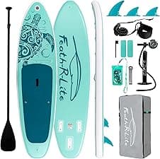 FEATH-R-LITE Stand Up Paddle Board 10'6''x33''x6'' Ultra-Light ISUP with Inflatable Paddleboard Accessories,Three Fins,Adjustable Paddle, Pump,Backpack, Leash, Waterproof Phone Bag