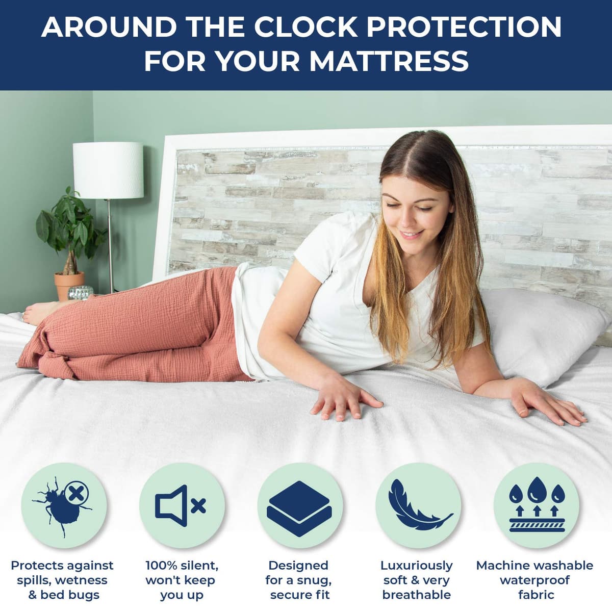 Bed'Ore 100% Waterproof Mattress Protector Terry Top - Deep 30cm Fitted Skirt - Waterproof Single Mattress Protector - Super Absorbent - Machine Washable - Single (90x190) cm — view 4