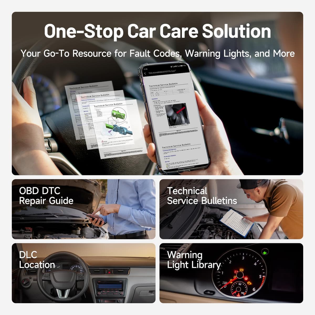 TOPDON CarPal A, OBD2 Scanner, All System Diagnosis, Wireless Bluetooth Diagnostic Tool, Vehicle Health Check, Smog Check, Repair Guide, Engine Inspection, Vehicle Performance Test — view 3