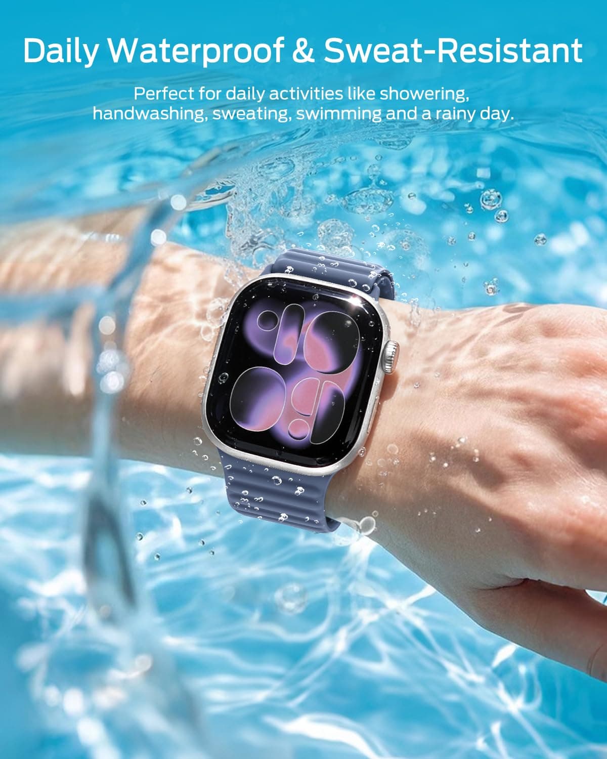 Higgs Magnetic Silicone Sport Strap Compatible with Apple Watch Straps 44mm 40mm 38mm 41mm 42mm 45mm 46mm 49mm for Men Women, Soft iWatch Wrist Band for Series 11 10 9 SE 8 7 6 5 4 Ultra 3 2 1 — view 6