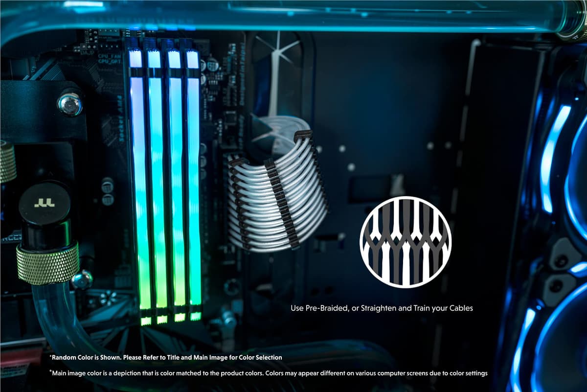 LINKUP - 30cm PSU Cable Extension 18AWG Oxygen Free Copper (OFC) Teflon Jacket Custom Mod GPU PC w/Comb Kit | 1 x 24 P (20+4) | 2 x 8 P (4+4) CPU | 2 x 8 P (6+2) GPU set | 300mm - Silver — view 4