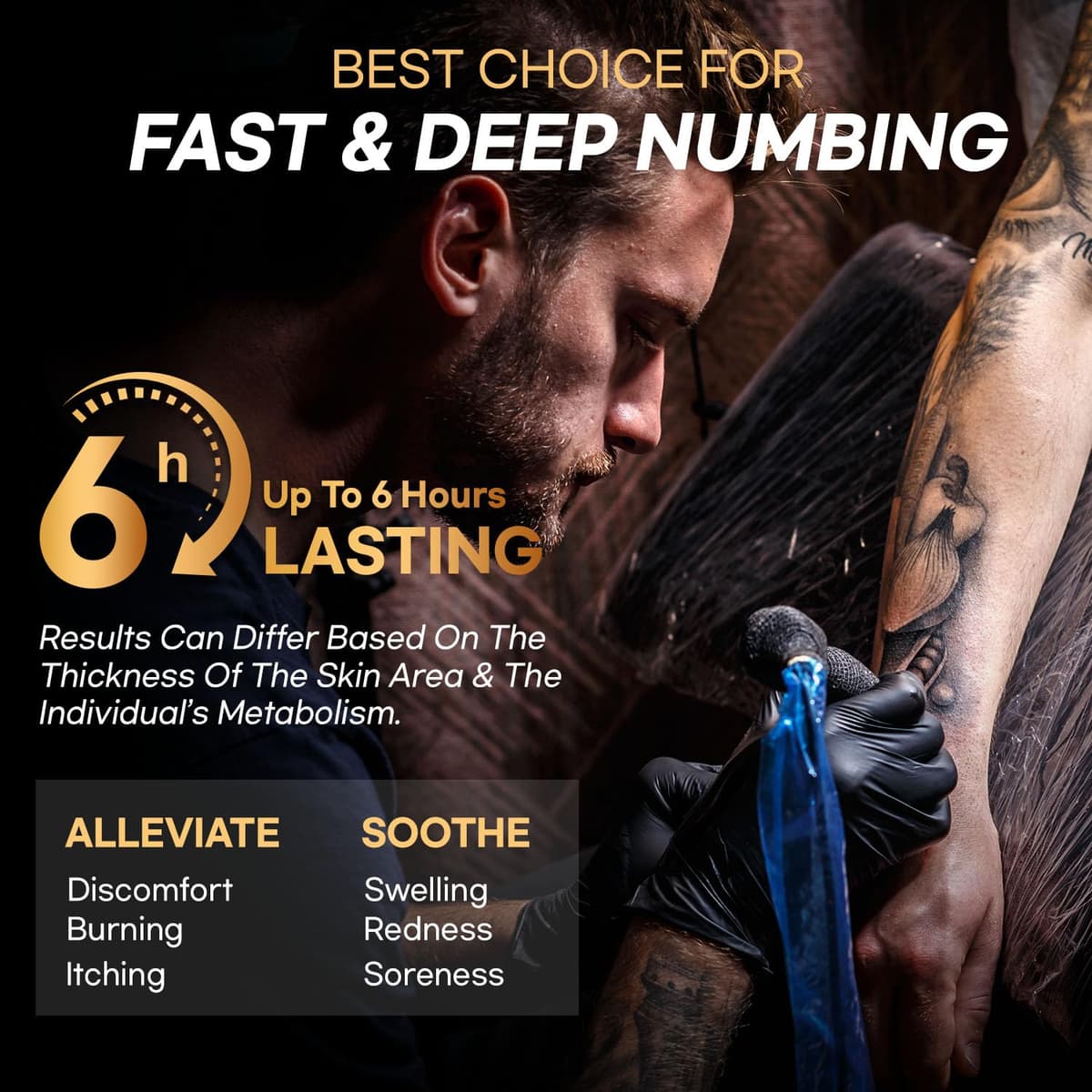 Tattoo Numbing Cream, Maximum Strength Numbing Cream for Tattoos, Waxing & Piercing for Men and Women, Long Lasting Tattoo Cream (2oz / 60g) — view 3