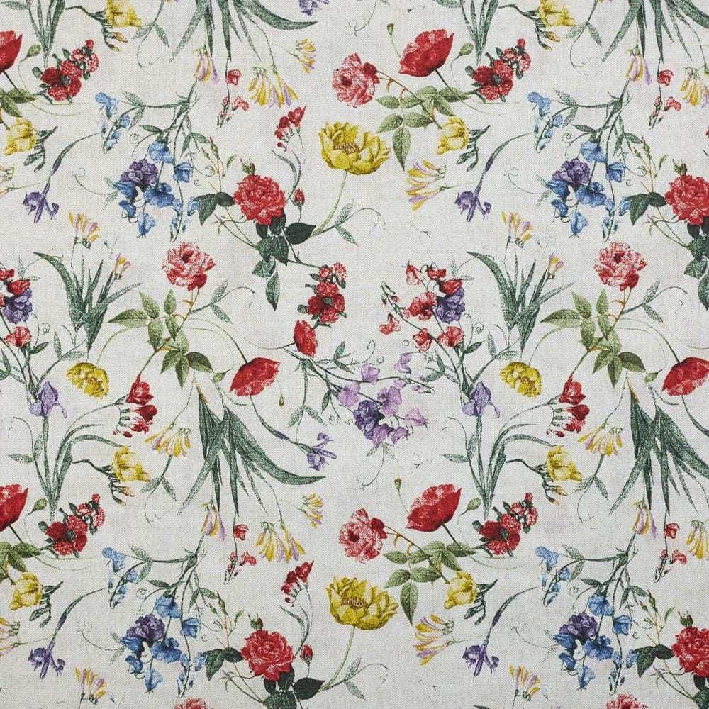 Kt KILOtela - Tela Loneta Estampada, Decoración, Tapizar, Cojines, Cortinas, Bolsos, Manteles, Costura Creativa, 100 cm Largo x 280 cm Ancho, Flores Sevilla, Rosa, Azul ─ 1 Metro — view 8