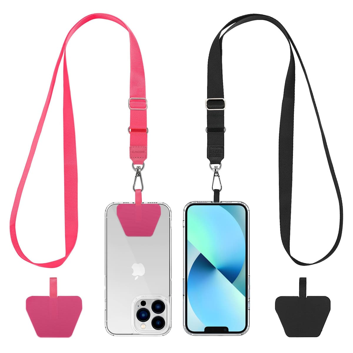 CACOE Universal Mobile Phone Chain, 2 Pcs Adjustable Collar Lanyard and 2 Pcs Durable Patches, Lanyard Mobile Phone Neck Strap Compatible with Most Smartphones — view 16