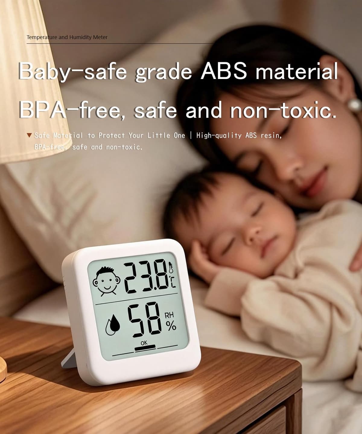 Small Digital Hygrometer Indoor Thermometer Ambient Thermometer AAA Batteries Temperature Monitor and Humidity Meter for Home Office Comfort Reptile Thermometer (2 Pack Large Icon AAA Battery Powered) — view 3