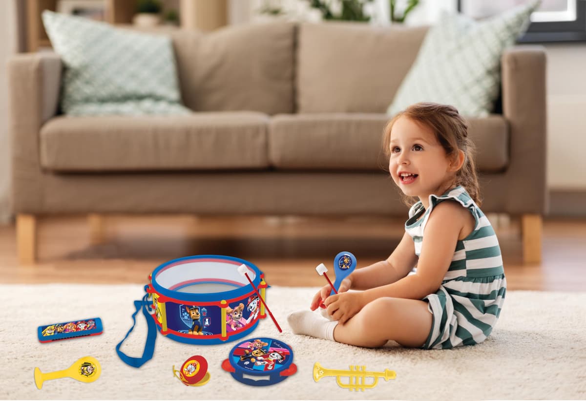 Lexibook, Paw Patrol, Set de 7 Instrumentos Musicales (Tambor, Maracas, Castañuela, Armónica, Flauta Dulce, Trompeta, Pandereta), Juguete Musical, Cómodo Juego para Llevar, Azul/Amarillo, K360PA — view 2