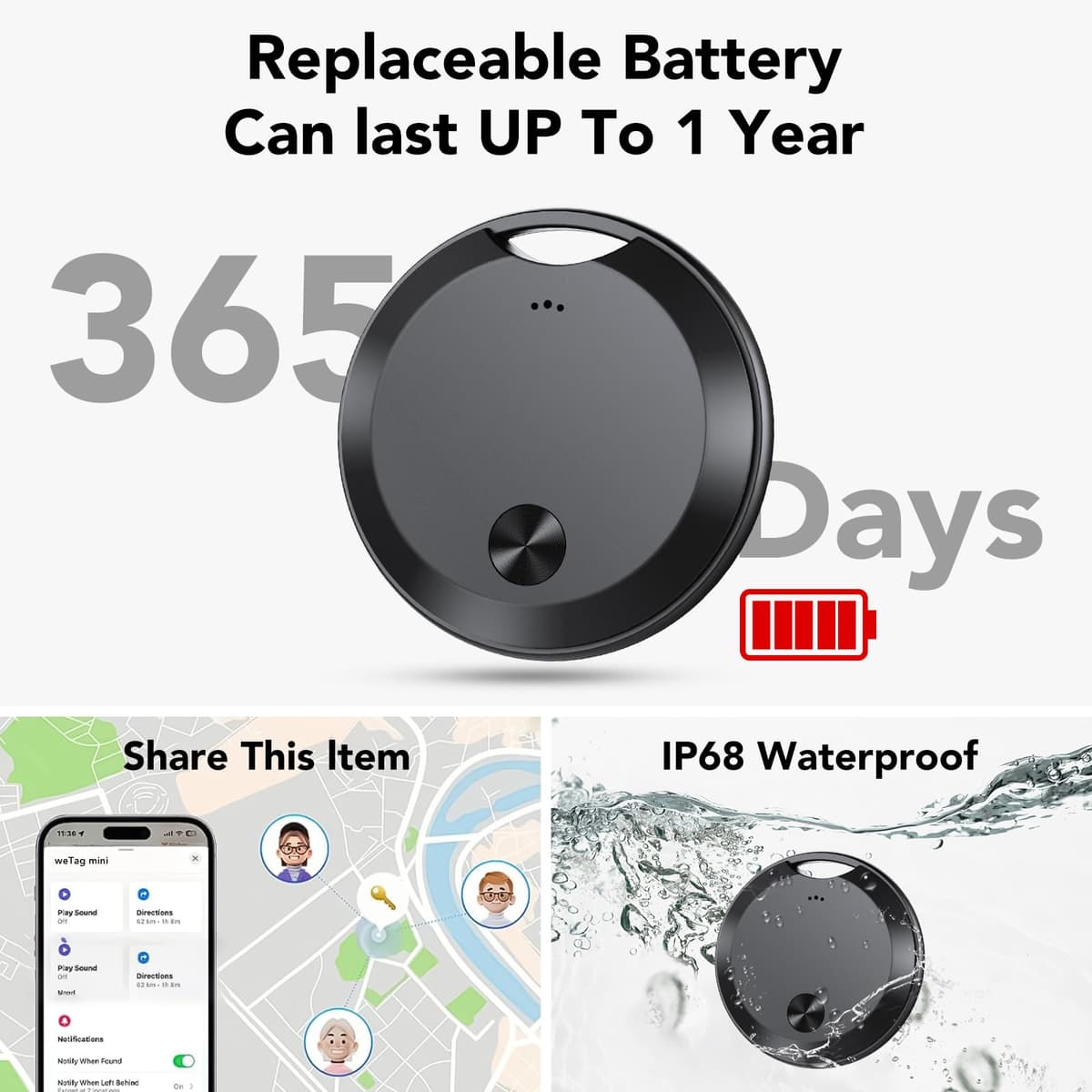 Air Tracker Tags-4 Pack: Smart Bluetooth Tracker, Item Finder Works with Apple Find My (iOS Only) App, Trakcer Tag Locator for Keys, Luggage, Satchel, Backpack etc. (Not for Android Devices) — view 6