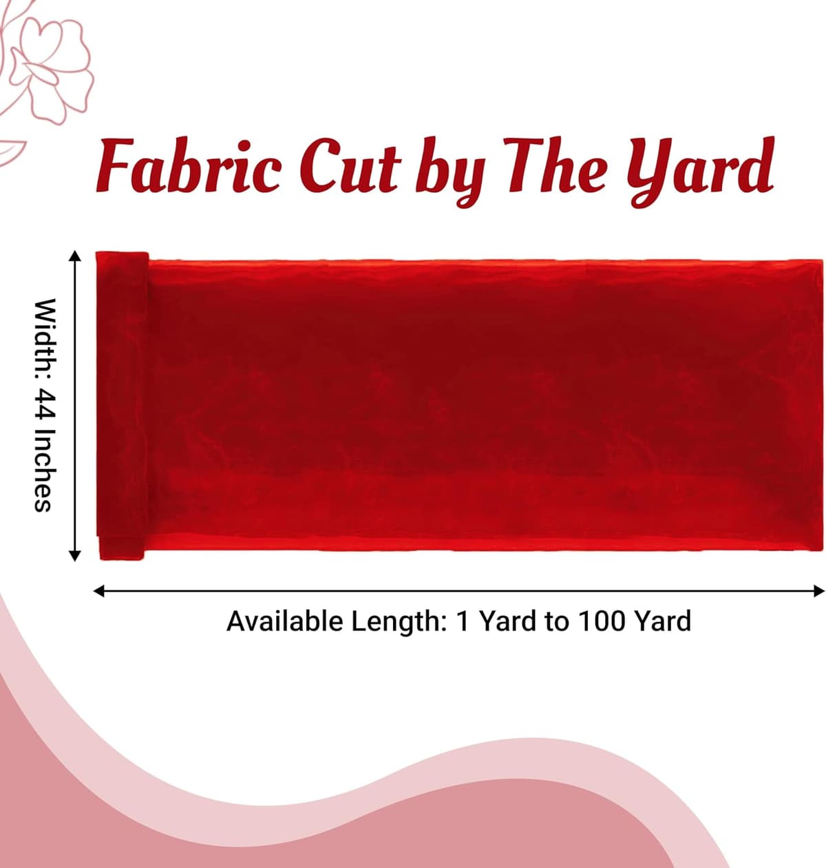 MDS Pack of 5 Yard Sheer Organza Fabric for Wedding Party Home Event Banquet Decorations, Backdrop Curtain Craft Dress Sewing Fashion DIY Crystal Organza Tulle Fabric Bolt 44” Wide - Red