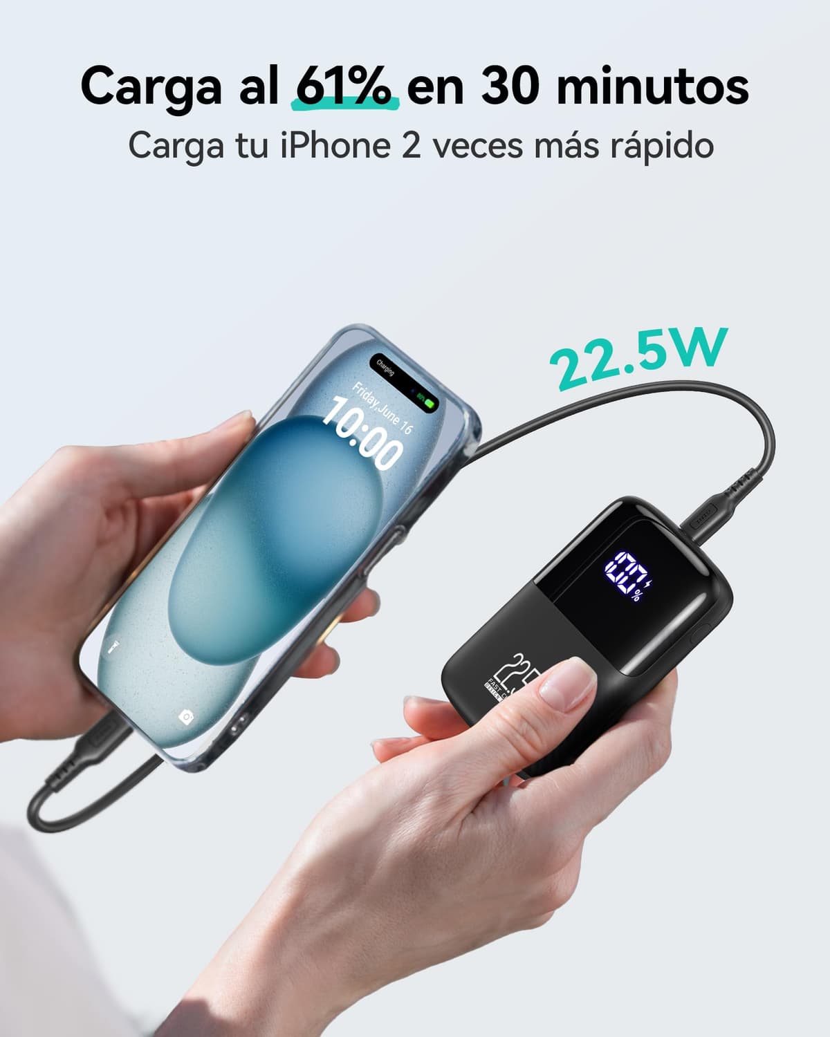 INIU Power Bank, Mini 10000mAh 22.5W Bateria Externa Carga Rapida, USB C PD3.0 QC4.0 Cargador Portatil, Powerbank con Soporte para iPhone 17 16 15 14 13 12 Pro Samsung S22 S21 Xiaomi Huawei iPad — view 4