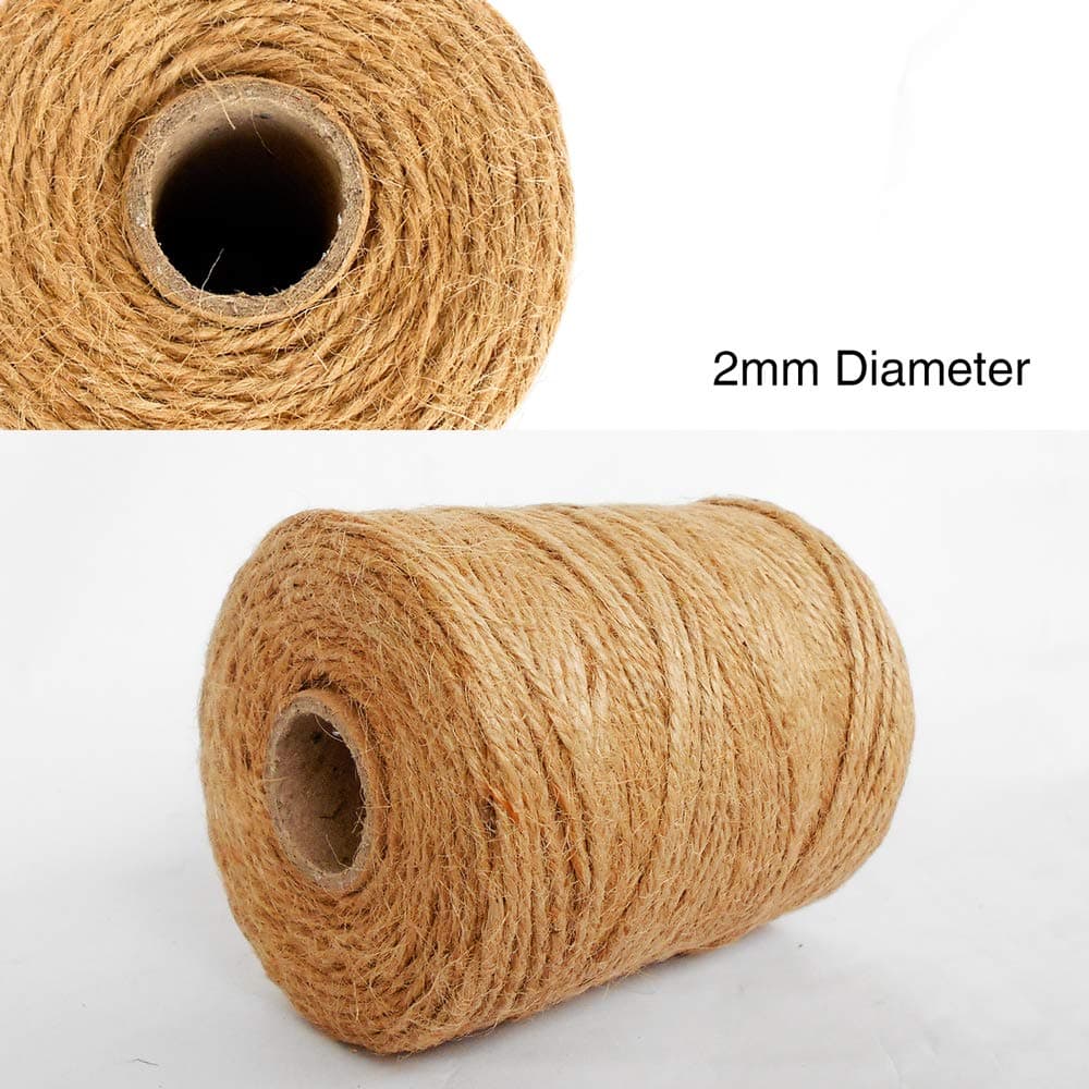 ANSIO Natural Jute Twine, 101 m / 333 ft – 2 mm 3-ply Rustic Brown Garden Twine String for Crafts, Floristry, Gift Wrapping & Plant Tying - Pack of 1 — view 3