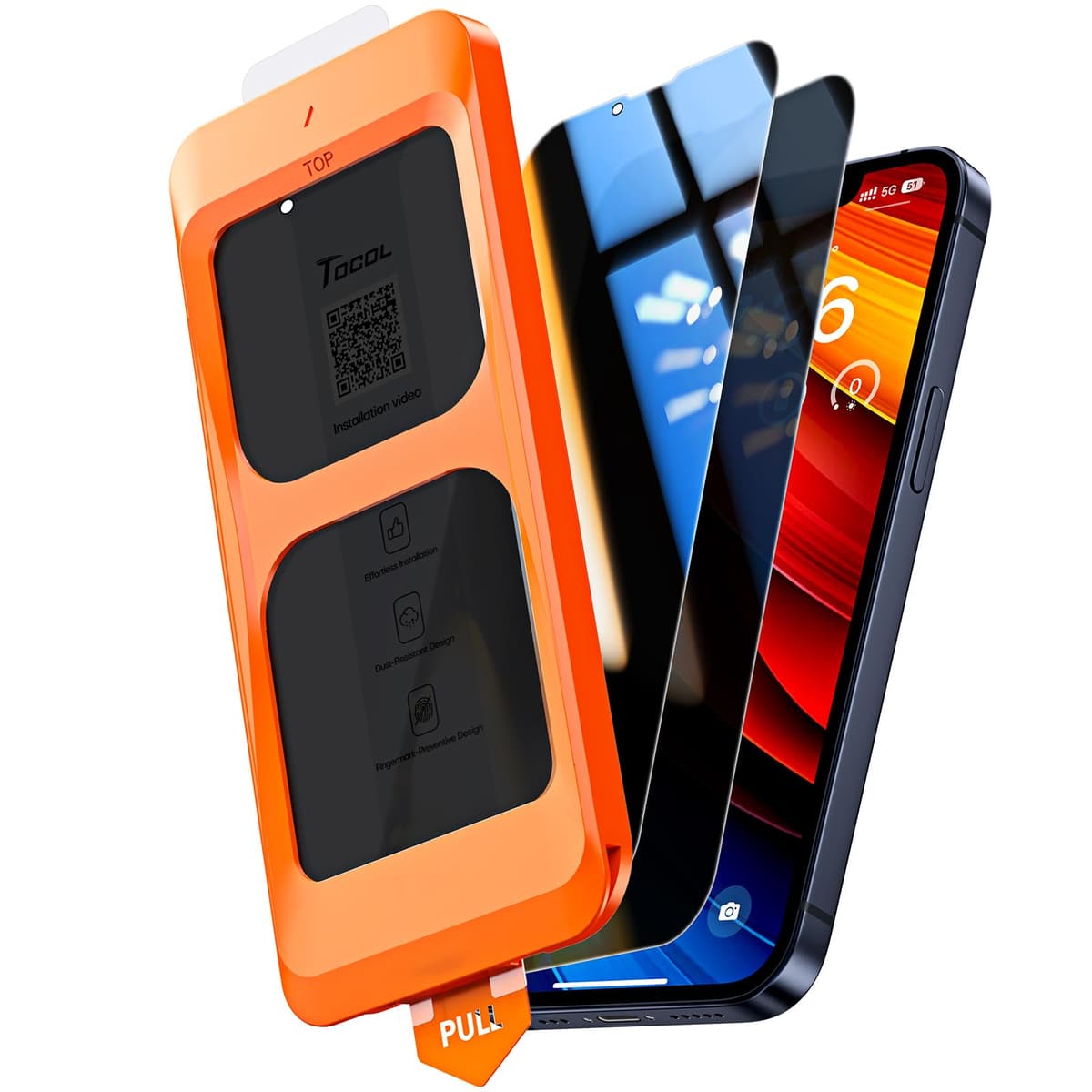 TOCOL Protector Pantalla para iPhone 17 Pro Max, Alineación Automática para Una Instalación Rápida, Cristal Templado de Dureza 9H Inastillable, HD Transparente, 2 Piezas — view 18