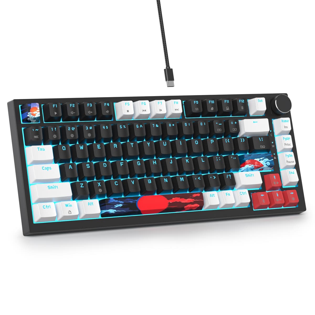 SOLIDEE Teclado mecánico para juegos con cable 75% intercambiable en caliente, teclado retroiluminado RGB con interruptor rojo, teclado mecánico TKL de 82 teclas, teclas PBT NKRO teclado compacto con