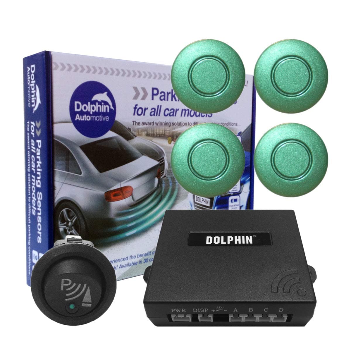Dolphin Automotive Car Van Front Parking Sensors With Longer 6m Leads and Parking Switch in 32 Coloured Options UK (White) — view 5