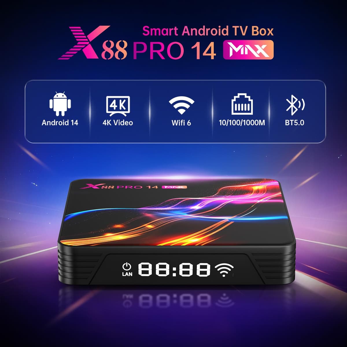 Android TV Box 14.0,Android Box 4GB RAM 32GB ROM RK3528 Quad-Core 64bit Cortex-A53,2025 TV Box Support 4K 2.4G /5G Dual-Band WiFi Ethernet 10/100MUSB 3.0/2.0 Smart Box — view 2