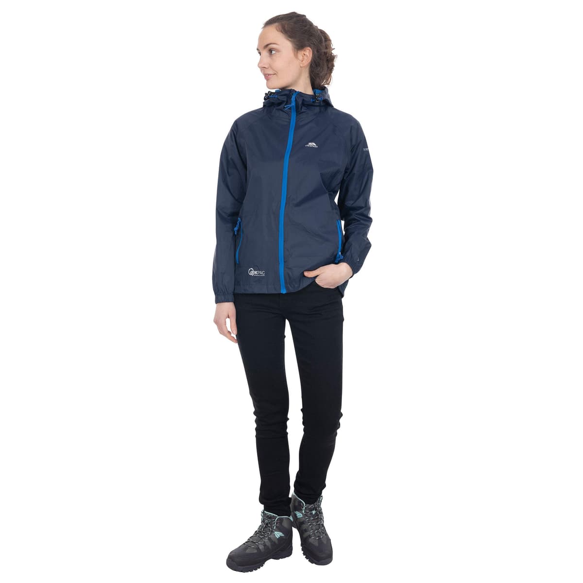 Trespass Adults Waterproof Jacket Qikpac - Lightweight Packaway Raincoat, 2 Zip Pockets, Full Body Front Zip, Adjustable Hood, Storm Flap, Ventilated Back, Foldable Packs in Pouch — view 10