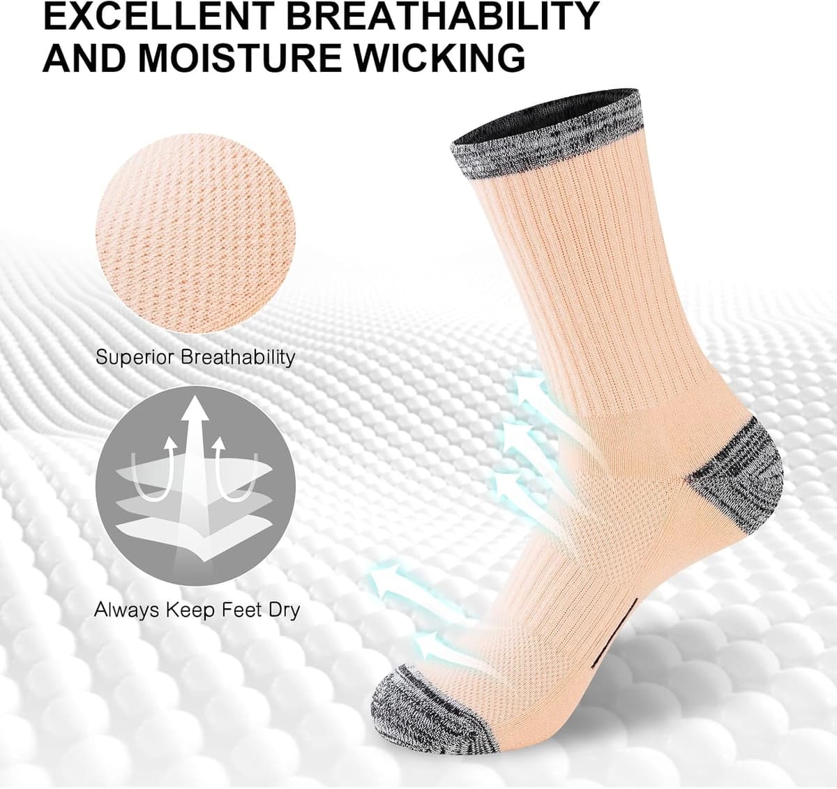 Women's 6 Pairs of Sports Running Hiking Cotton Breathable Trekking Cushion Socks for Outdoor Sports — view 2
