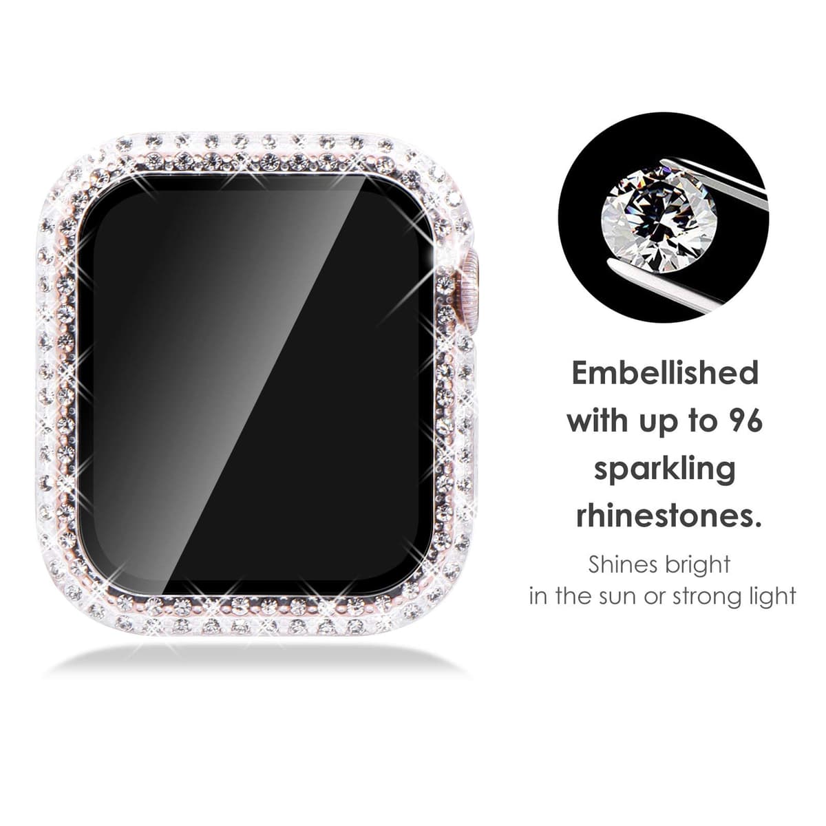 NewWays 2 Pack Compatible with Apple Watch Case 40mm Built-in Screen Protector,Women Diamond Bling Cases for iWatch Series SE(2025-2020) 6 5 4,Starlight/Clear — view 2