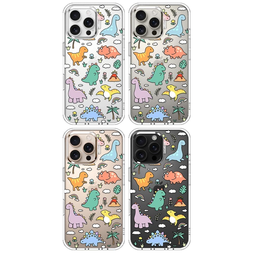 MOSNOVO Case for iPhone 16 Pro Max, [Buffertech 6.6ft Military-Grade Drop Protection] [Anti Peel Off Tech] Clear TPU Bumper Phone Case Cover Design - Dinosaur Land — view 3