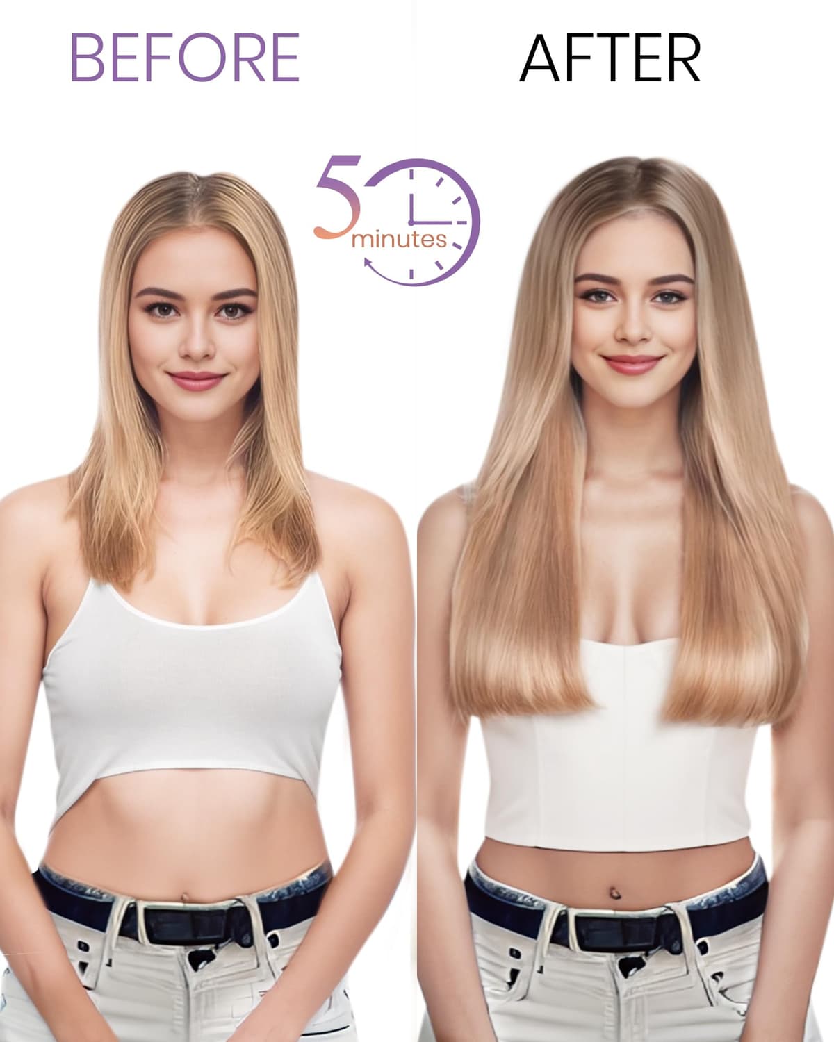 LaaVoo Hair Extensions Clip in Real Human Hair Brown Clip in Hair Extensions Dark Brown Remy Straight Hair Full Head Double Weft 80g 5pcs 14 Inch #4 — view 8