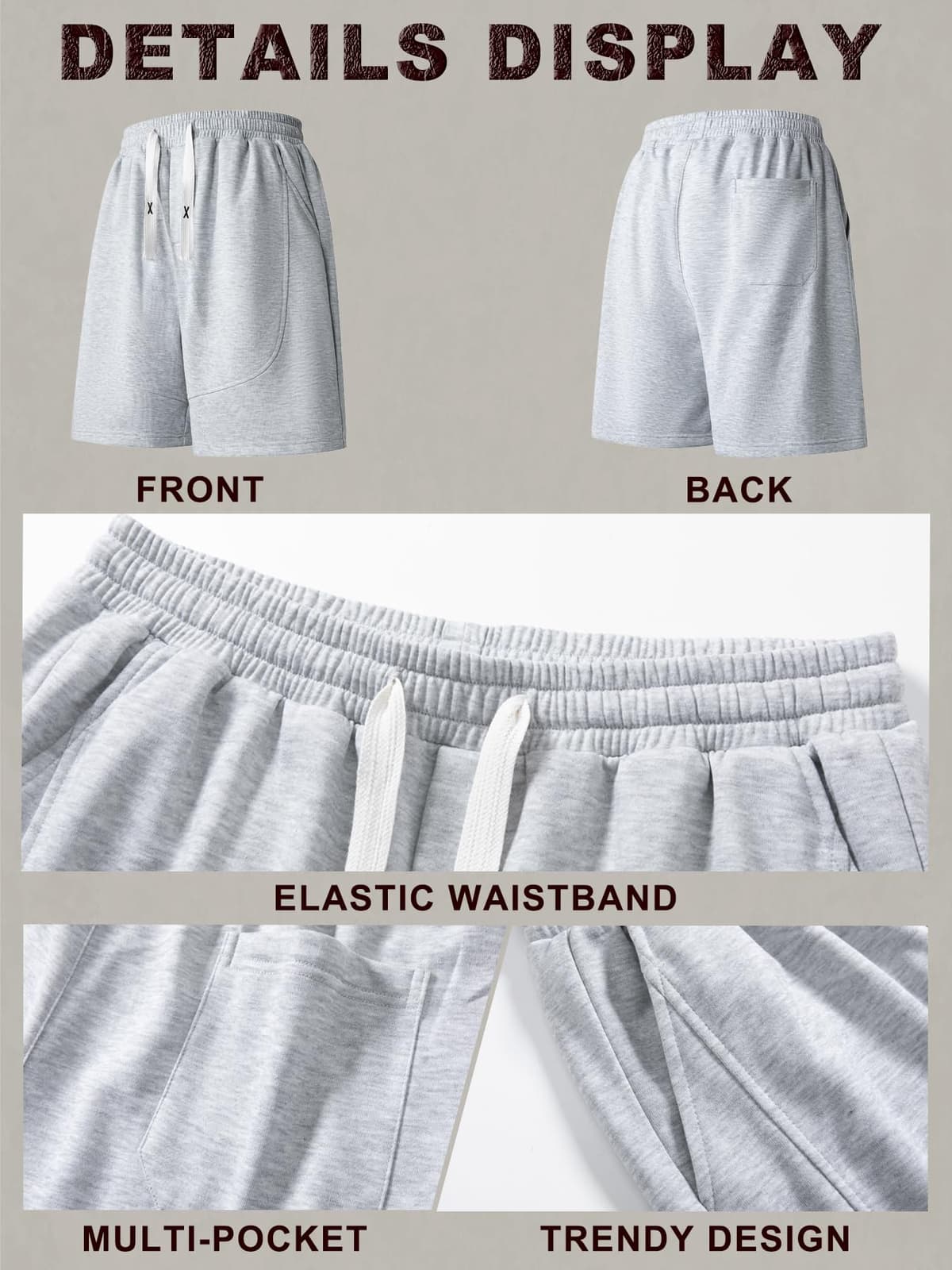 Pantalones cortos casuales para hombre, pantalones cortos deportivos de secado rápido para deportes al aire libre, estilo urbano con bolsillos, lavables a máquina — view 7