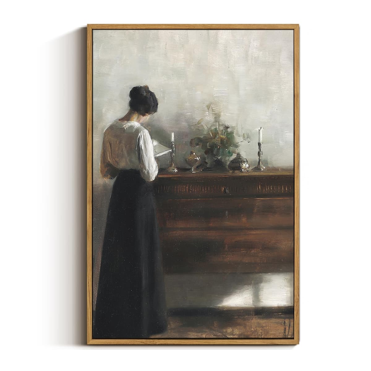 VIYYIEA Vintage Framed Black Dog Wall Art, Bedroom Living Room Minimalist Animal Art Decor, Antique Dog Canvas Print Paintings, Home Farmhouse Retro Still Life Decor, 12x16 Inch — view 93