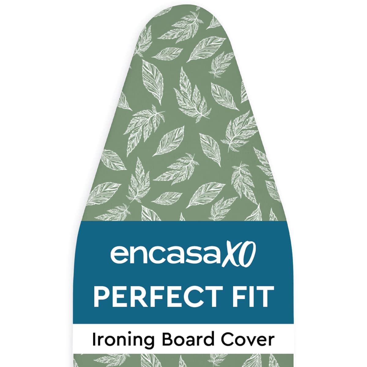 Encasa XO Ironing Board Covers and pad 125x46 cm- Thick 3mm Felt Padding, Drawstring Tightening & Lock, Heat Reflective, Scorch & Stain Resistant, for Wide Ironing Board - Big Leaves Green