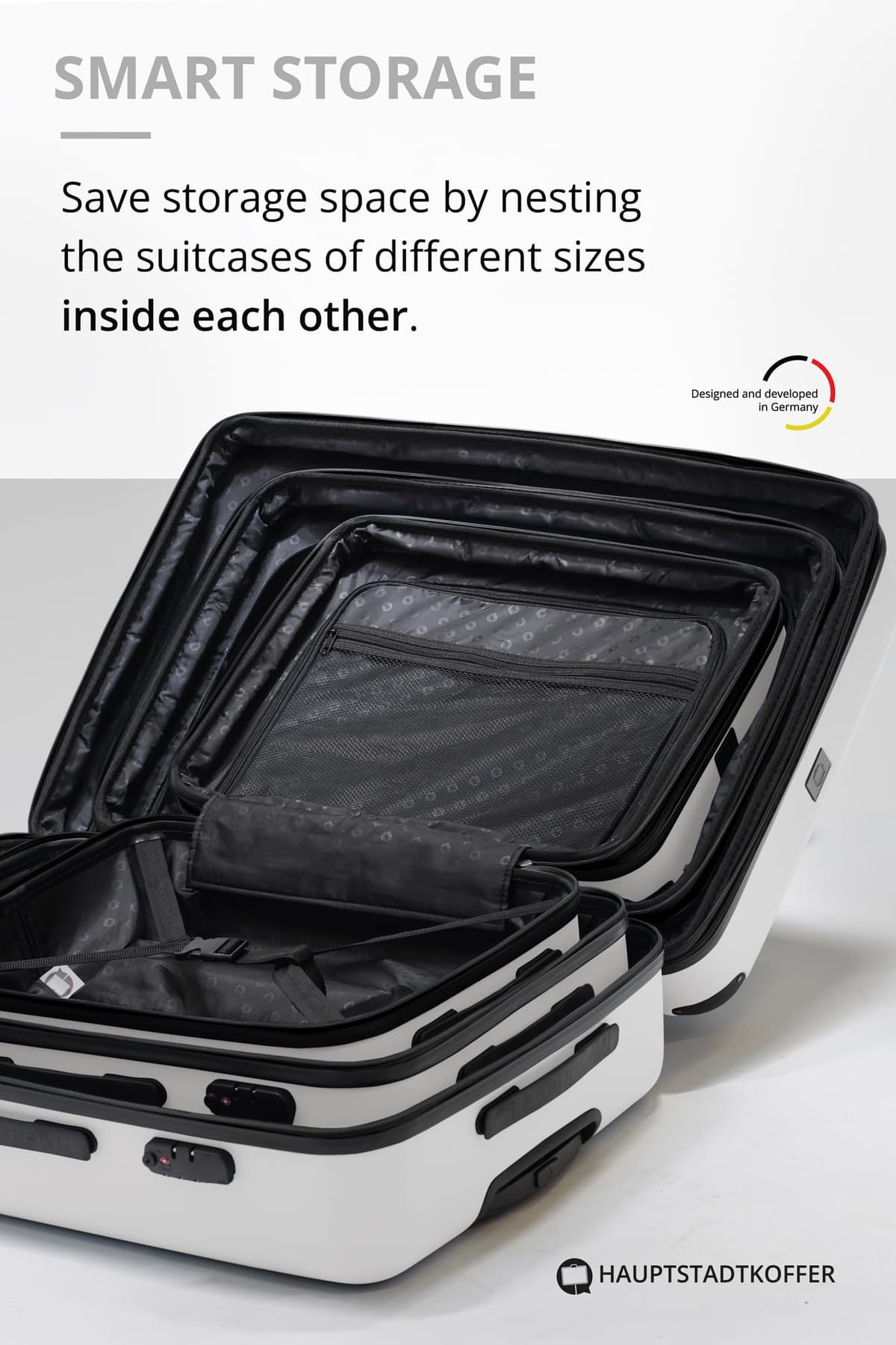 HAUPTSTADTKOFFER - Spree - Equipaje de Mano, Maleta rígida, Trolley expandible, 4 Ruedas Dobles, TSA, 55 cm, 42 litros, Blanco — view 7