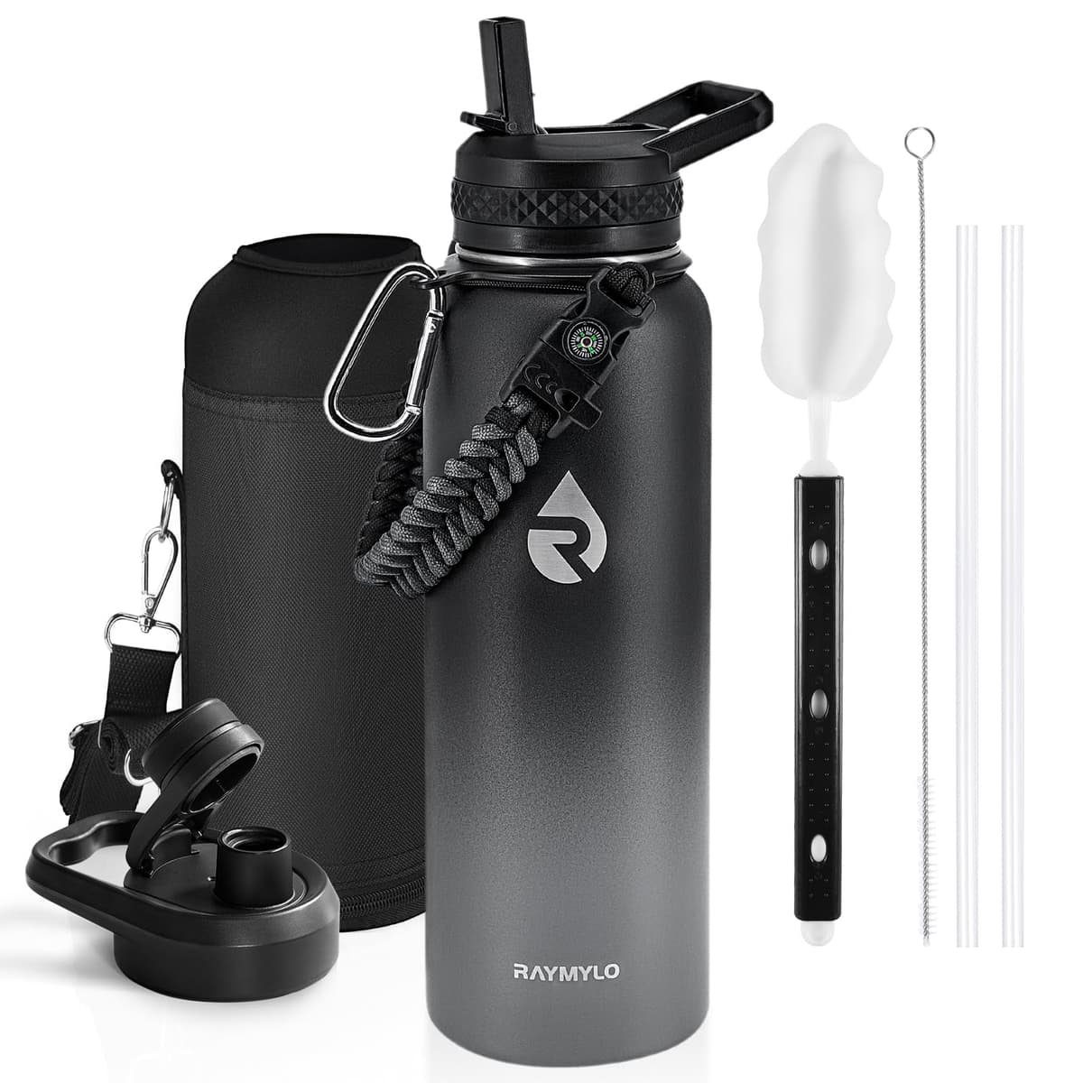 RAYMYLO One Gallon Water Bottle Insulated, Triple Walled Vacuum Stainless Steel (Cold for 48 Hrs), Leak Proof & Non-BPA, Large Water Flask Jug with Paracord Handle & Straw Spout Lids — view 42