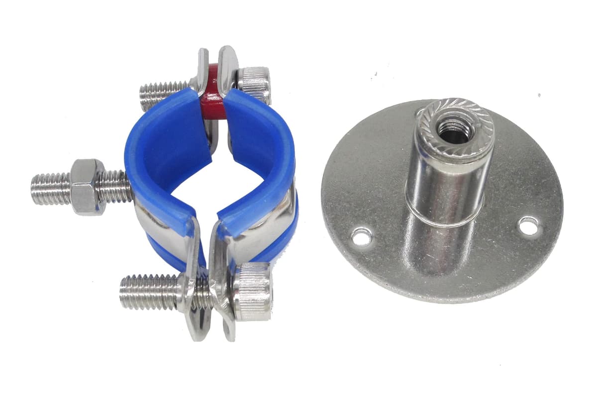 Juego de 2 soportes de pared de acero inoxidable, soporte de techo, soporte de tubo, soporte de tubo ajustable, abrazaderas de tubo para diámetro exterior de 38 mm a 40 mm, tipo corto … — view 3