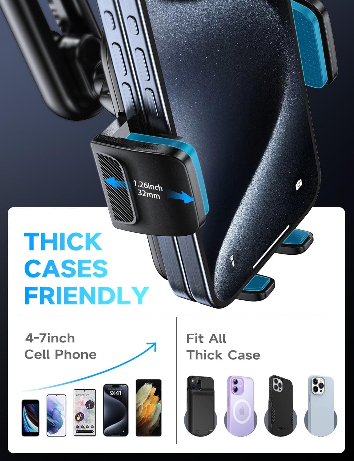Soporte Móvil Coche Porta Telephone: [360°Rotación & Liberación de un Botón] Suporte Sujeta Teléfono Coche del Aire Ventilación, Cunas de teléfonos móviles Coches para iPhone/Samsung/Huawei/Xiaomi — view 5