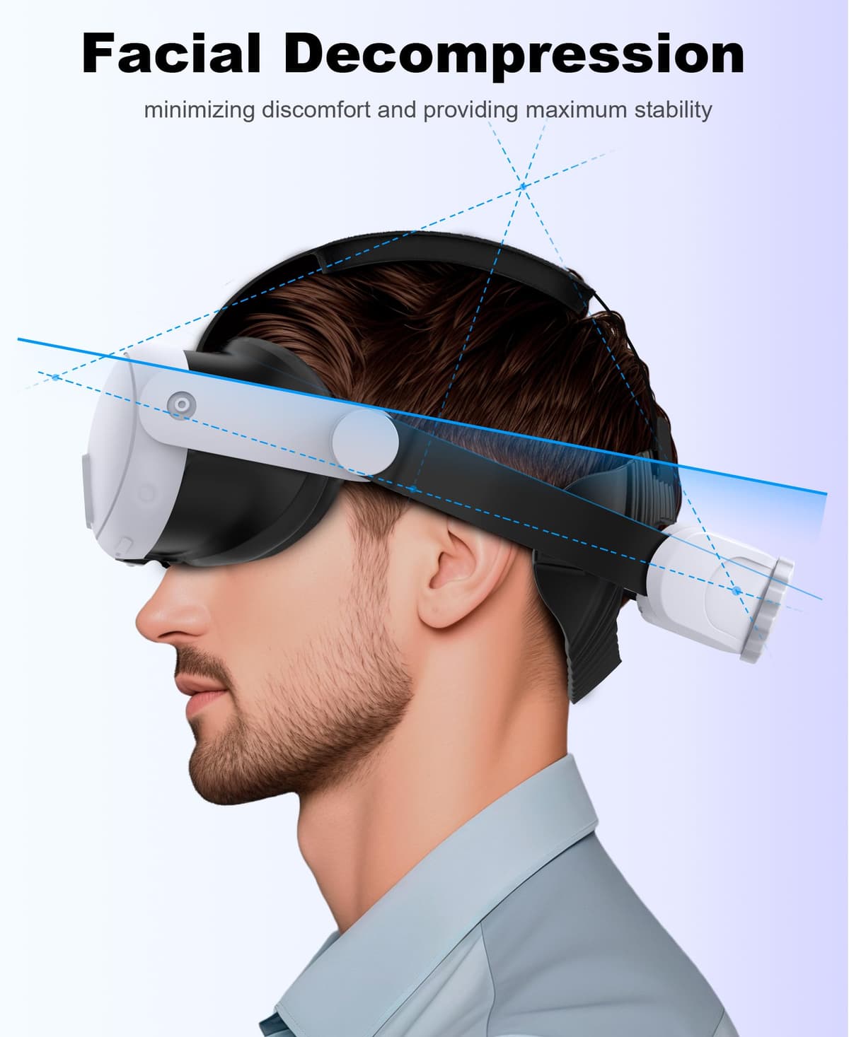 HELLCOOL Correa de Cabeza Cómoda para Meta Quest 3S/3/2 – Soporte VR Ergonómico con Función Plegable de 45° y Rueda de Ajuste – Accesorio Ligero para Sesiones Largas sin Puntos de Presión — view 3