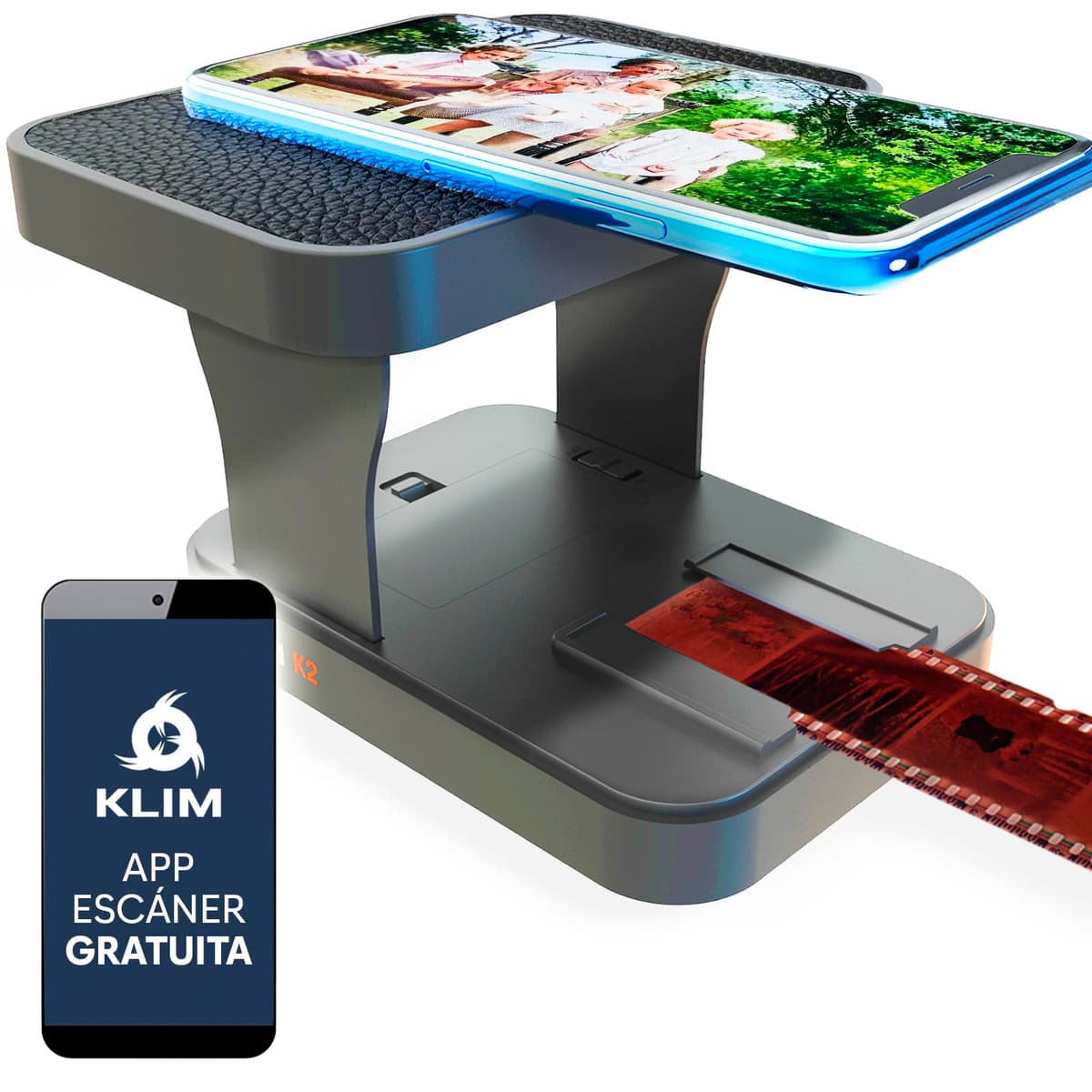KLIM K2 Escaner Negativos 35mm - App Gratuita - Escáner de Positivos, Escaner de Diapositivas, Visor Diapositivas, Digitalizador Negativos - El Mejor escáner para Fotos Antiguas - Naranja y Gris — view 11