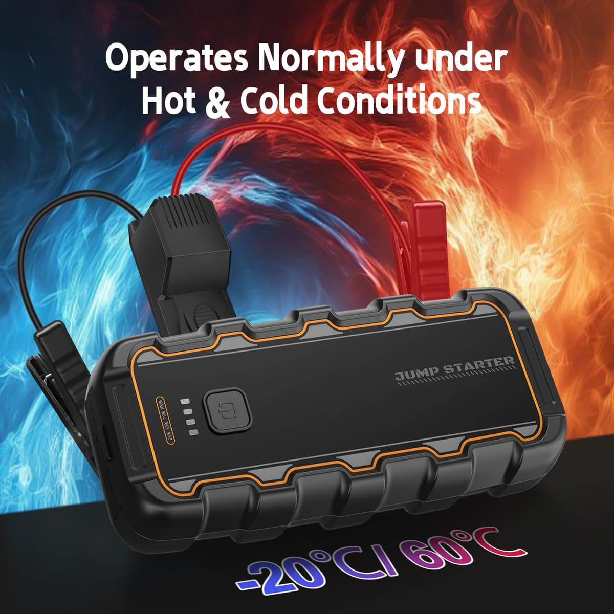 Arrancador de Baterias de Coche 7000 A, Arranca 6.0 L Gas/3.0 L Diésel, Booster Batería 12 V, para Coches, Camiones, Moto, Barcos - Arrancador de Coches Portátil para Emergencias, Viajes y Camping — view 5