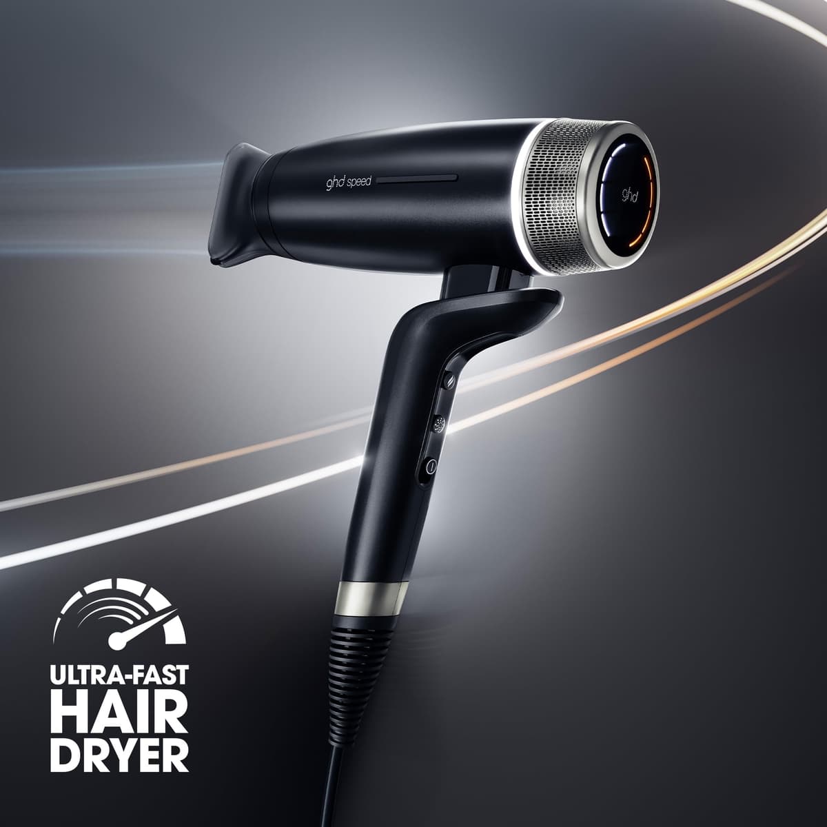 ghd Speed Ionic Hair Dryer in Black - Fast, Quick, Powerful Blow Dries with Control & No Heat Damage, ghd's Best Blow Dryer - for All Hair Types (UK Plug) — view 2