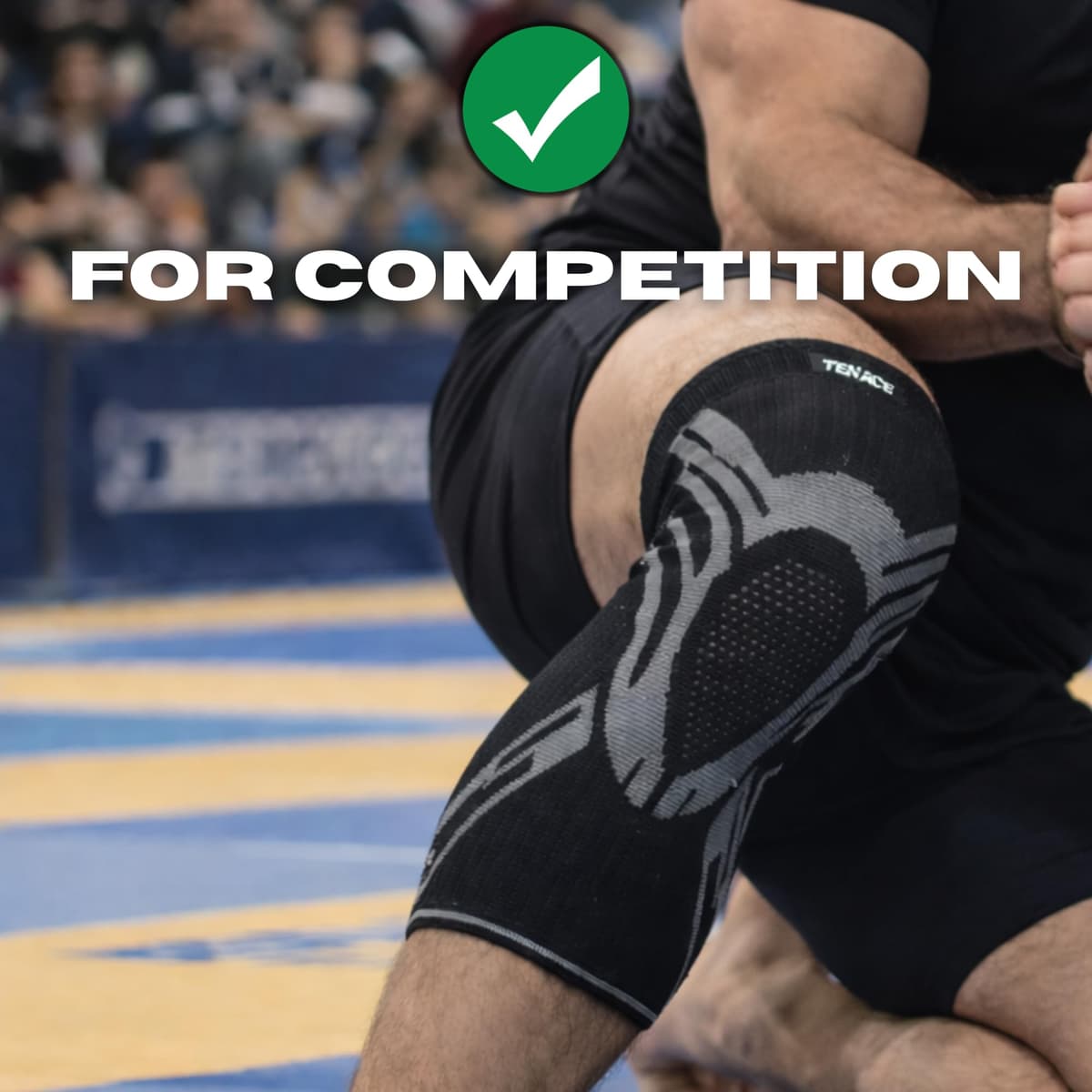 Tenace Rodillera Competición Jiu Jitsu, Grappling - Compresión y Acolchado MMA, BJJ, Muay Thai, Judo - Unisex (Negro, Medium) — view 3