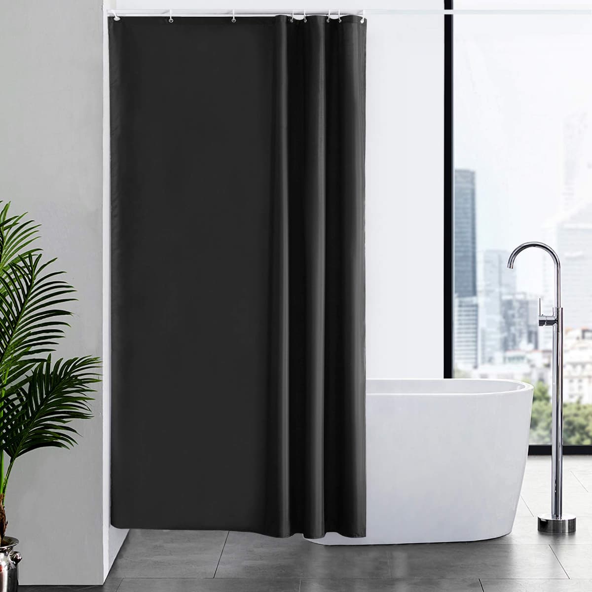 Furlinic Cortina Ducha 200x200cm Antimoho Impermeable Lavable Blanco Tela Poliéster Grandes Cortinas de Baño con 12 Aros de Cortina Ducha. — view 52