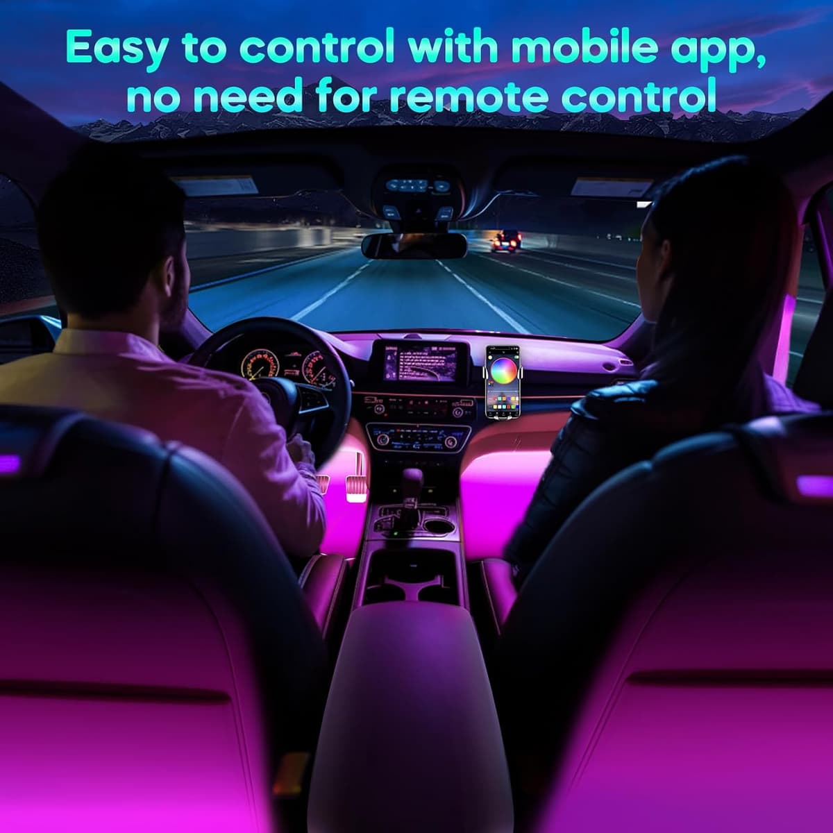Winzwon Led Lights for Car Accessories Interior, Gifts for Mothers Day Him Her Men Women Teen Boys Girls, APP Control with USB Port Color Change Lights for Truck Decor — view 4