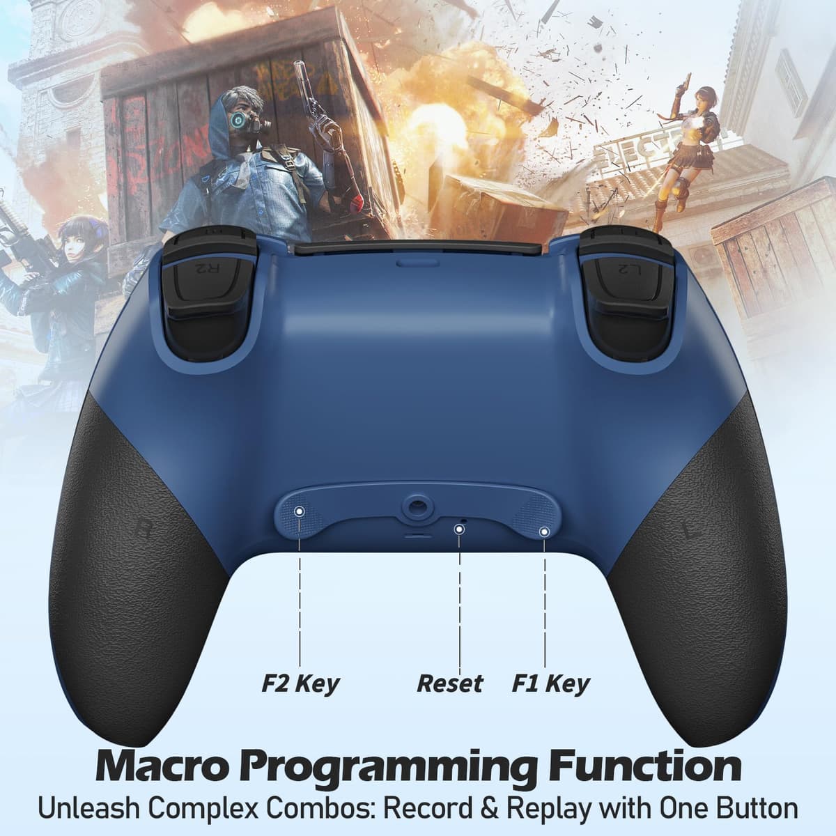 CHEREEKI Mando Inalámbrico para PS4, Pro y Slim con Doble Vibración, Giroscópico, Turbo, Touchpad y Conector de Audio — view 3